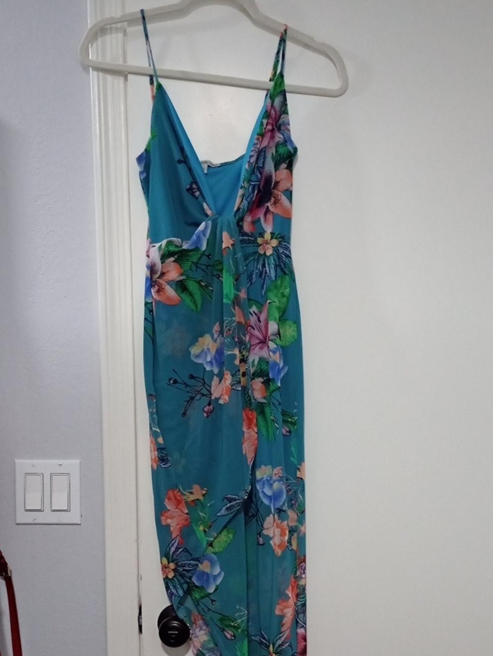 Charlotte Russe Teal Floral Wrap Maxi Dress